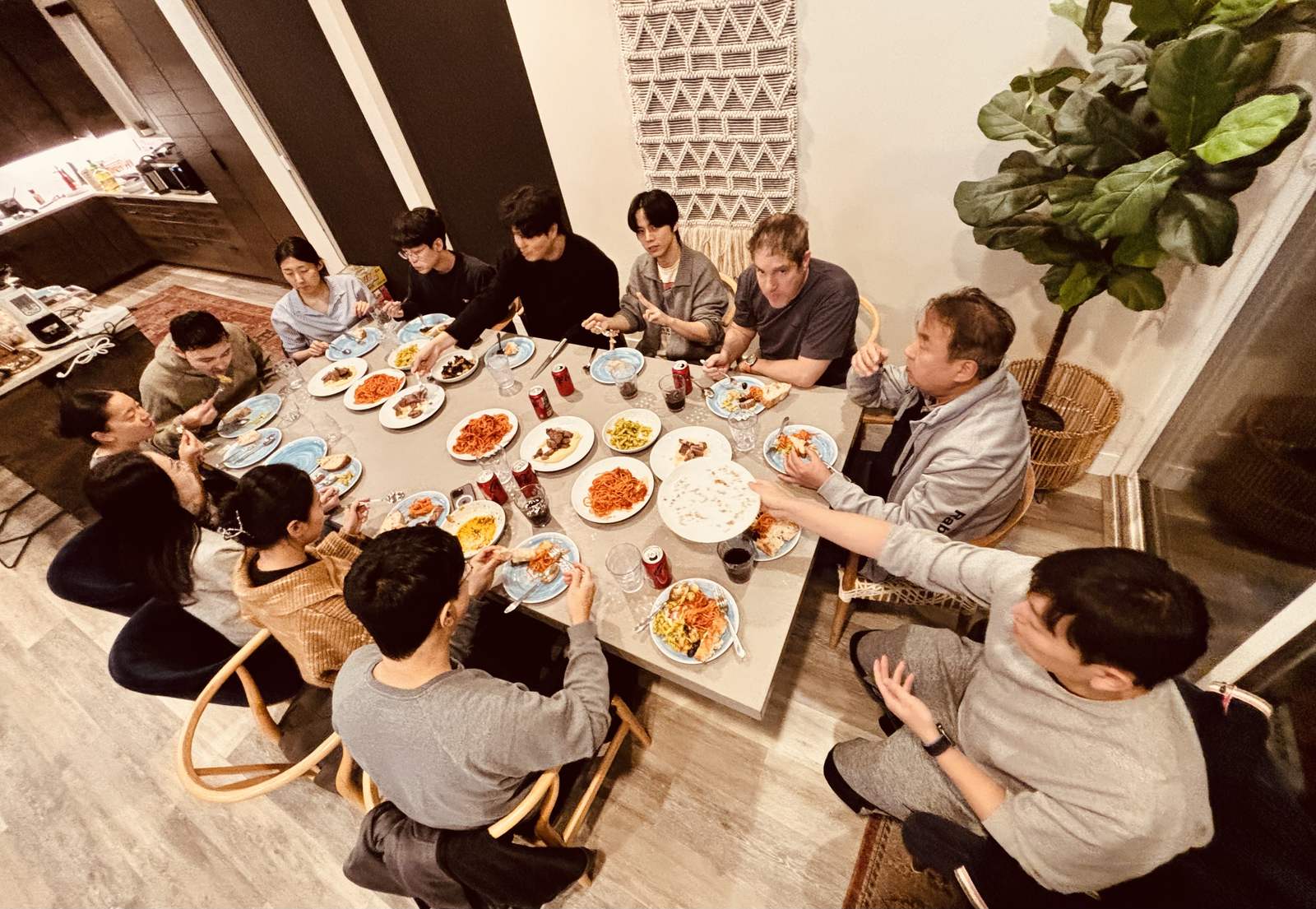 The whole house at one table